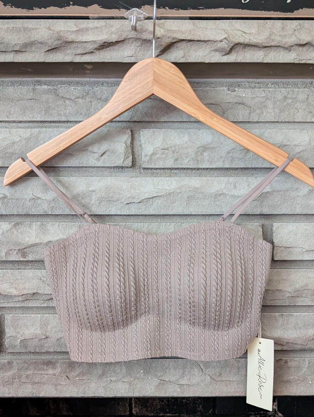 Allie Rose Mocha Cable-Knit Bralette